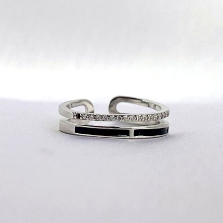 925 Sterling Silver Studded Flexible CZ Ring